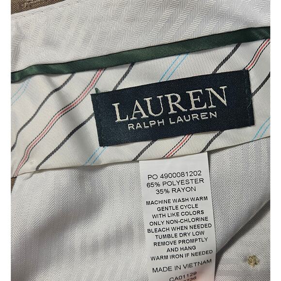 Lauren Ralph Lauren Ankle Dress Pants Tan Womens Size 12R Flatfront Business - Picture 9 of 9